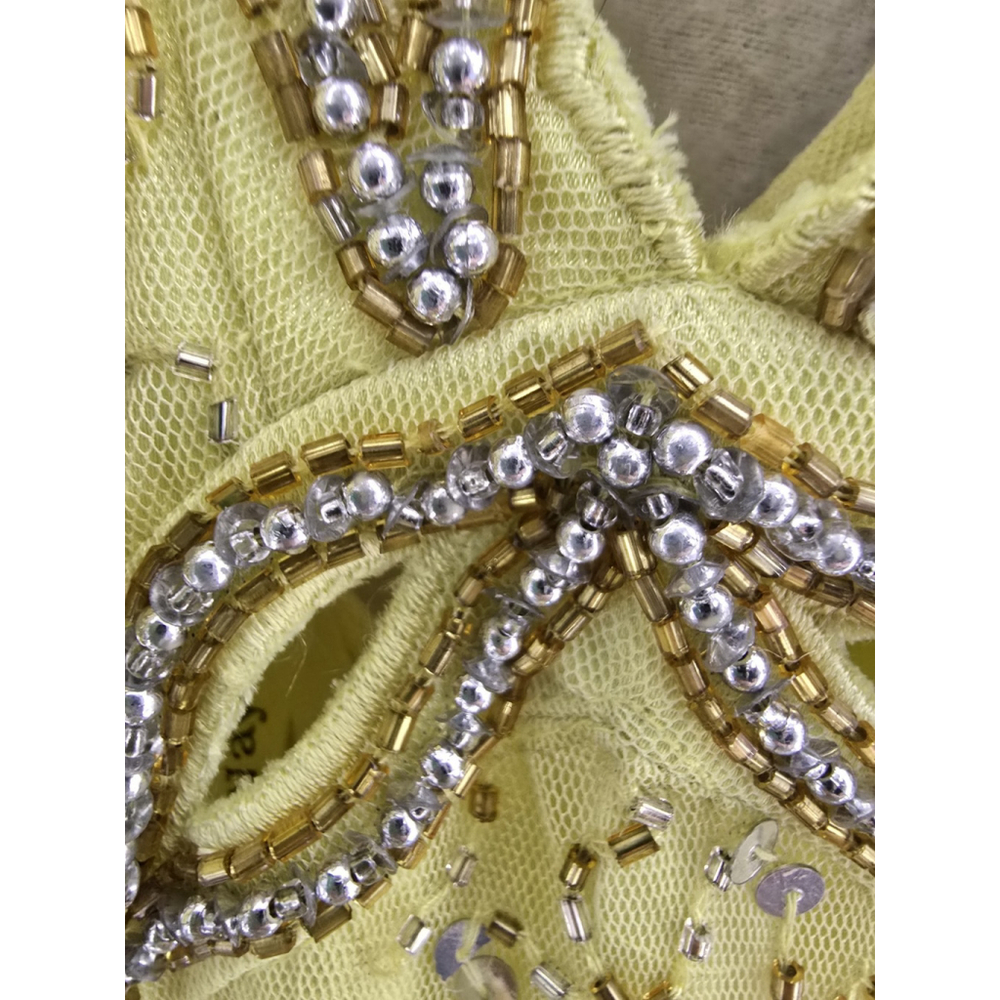 Nightway Collection NWT Yellow Beaded Halter Hi/lo Lined Formal Gown Ladies 10 - Picture 10 of 14